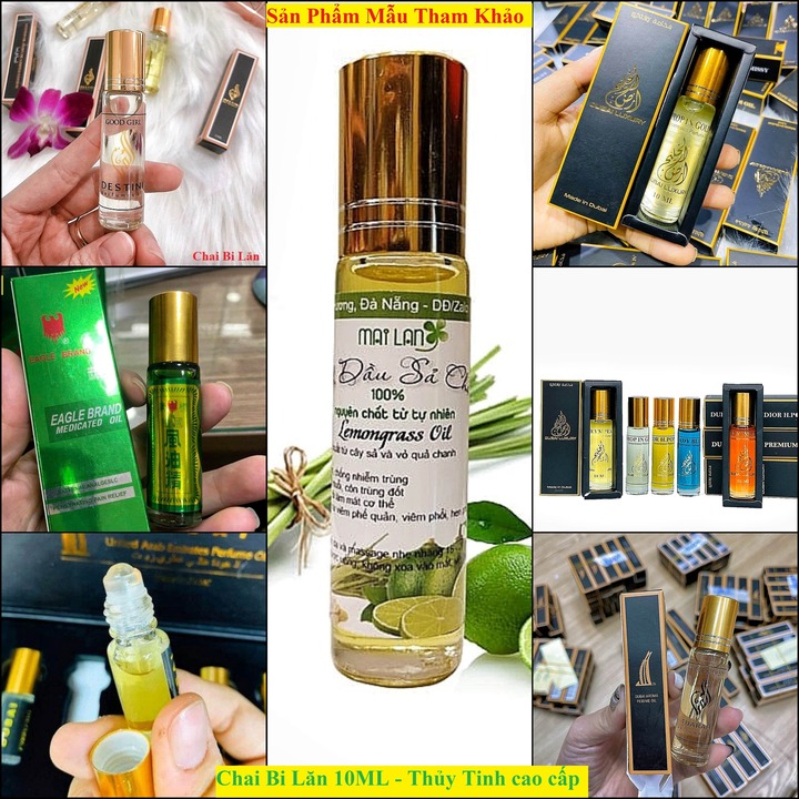 Lọ Chiết Nước Hoa 10ML thủy tinh mẫu Trụ Tròn - Nắp nhựa vàng – Chai Bi Lăn 10ML