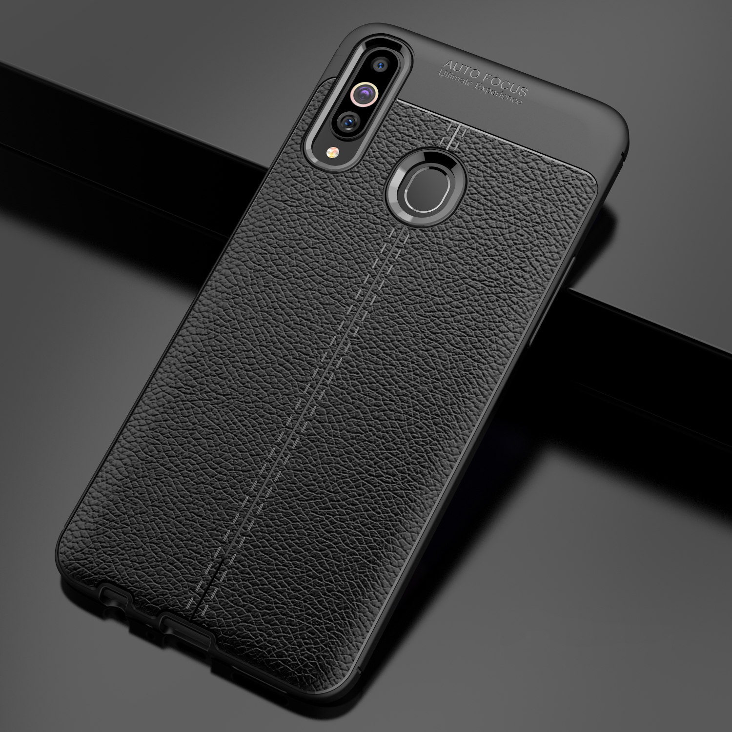 Ốp lưng Auto Focus silicon giả da, chống sốc cho Samsung Galaxy A20s - Hàng chính hãng