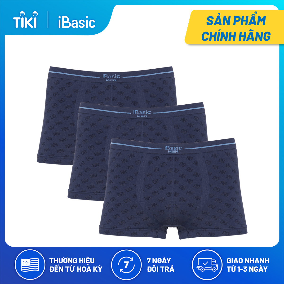 Combo 3 quần lót nam không đường may Trunk Seamless iBasic PANM095