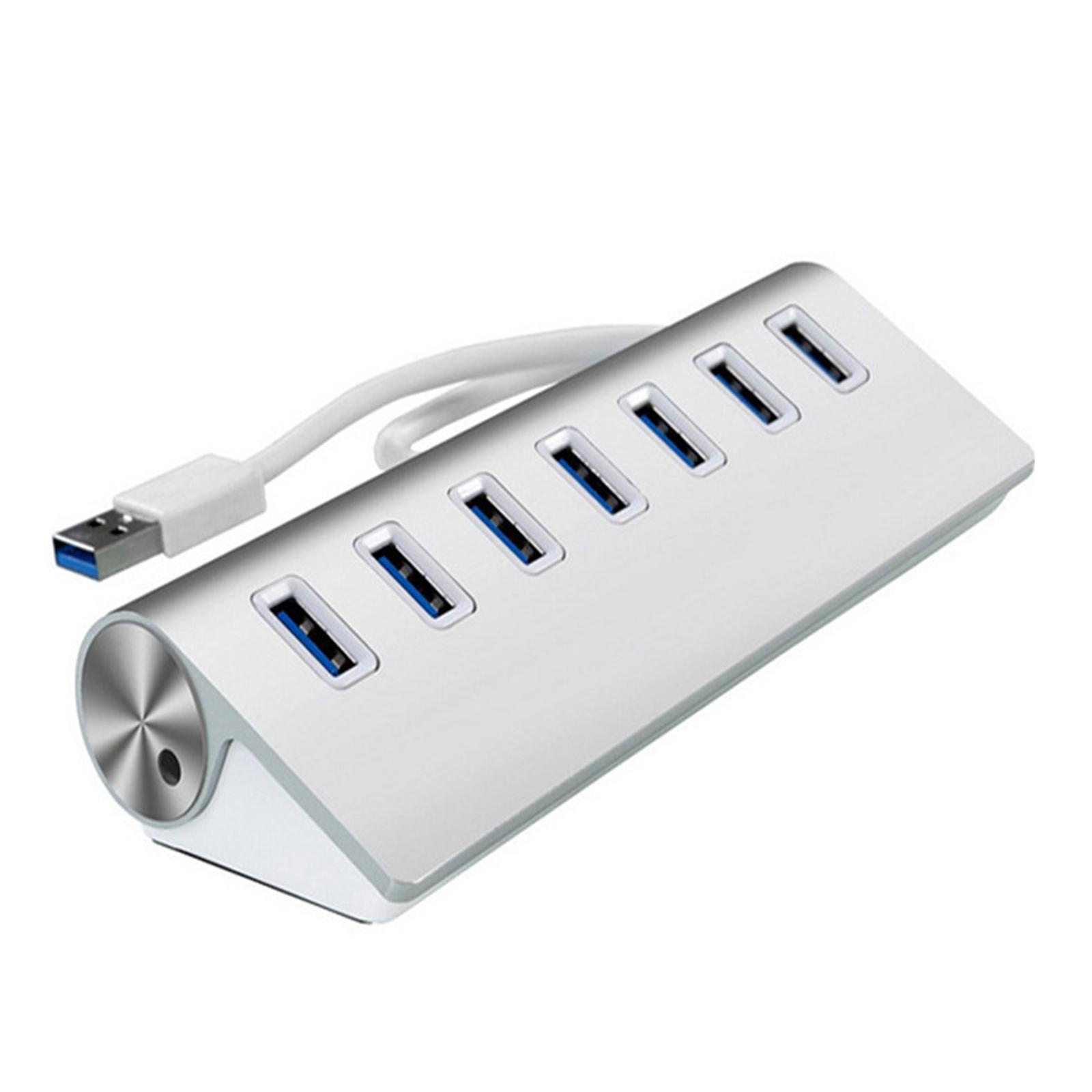 USB HUB 3.0 Splitter 7 Port with Universal 5V AC Adapter for PC Flash Drive
