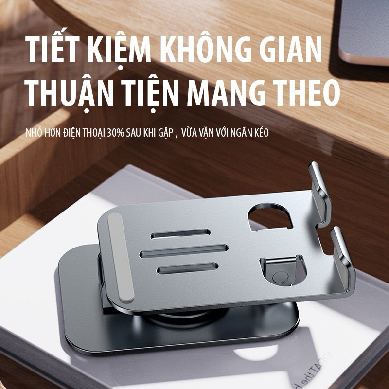 Giá đỡ điện thoại , hợp kim nhôm đa năng ,có thể gấp gọn để bàn ,đế chống trơn trượt tiện dụng , hàng nhập khẩu