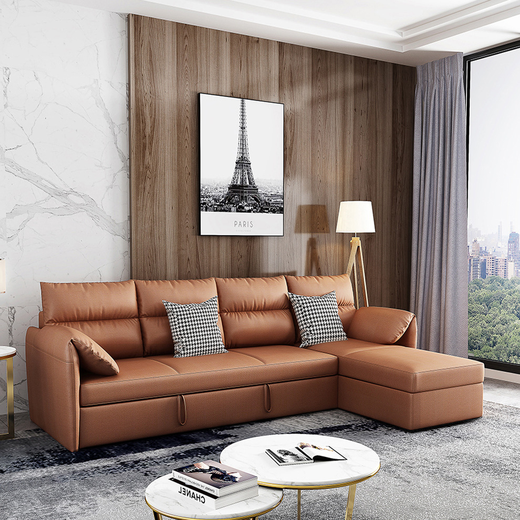 Ghế Sofa Giường Kéo Góc L Phòng Khách Sang Trọng Mẫu Mới Nhất, Chất Liệu Vải Chống Thấm Nước Tốt Mã HGK-16