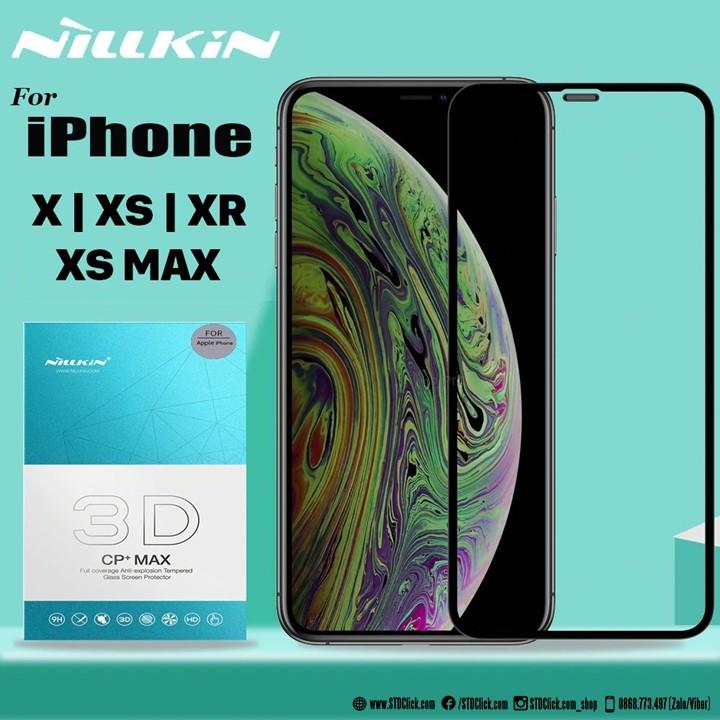 KÍNH CƯỜNG LỰC DÀNH CHO ĐIỆN THOẠI IPHONE X - XS - XR - XS MAX NILLKIN 3D CP+MAX CÓ MÀNG LOA