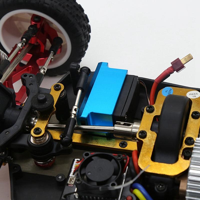 Đế gắn servo cố định bằng kim loại màu xanh dương cho xe hơi điều khiển từ xa Wltoys 104001 1/10