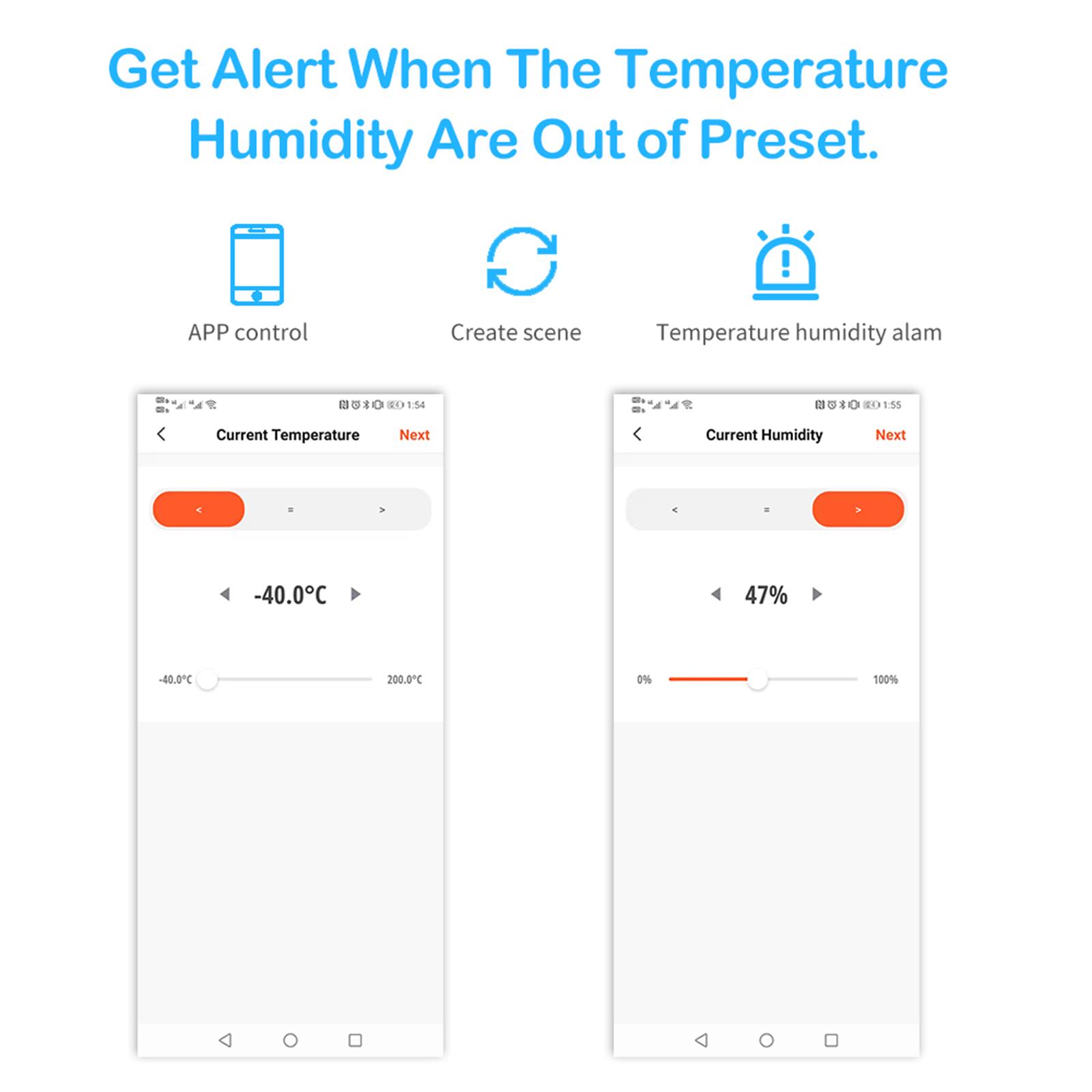 Tuya Smart WiFi Temperature Humidity Sensor Indoor Hygrometer Thermometer APP Remote Control with LCD Screen T&H Sensor ℃/℉ Switchable Compatible with Alexa Google Home