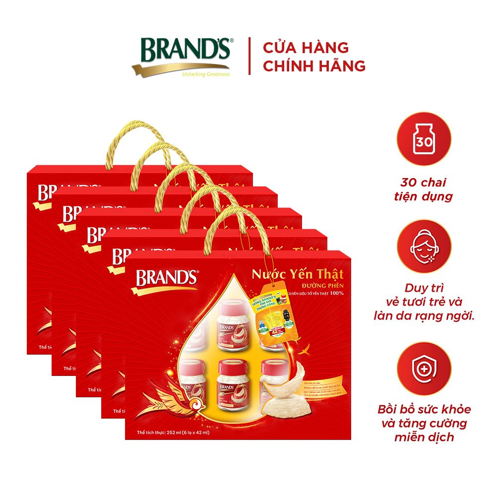 Combo 5 Hộp quà nước yến BRAND'S đường phèn (42ml x 30 hũ)