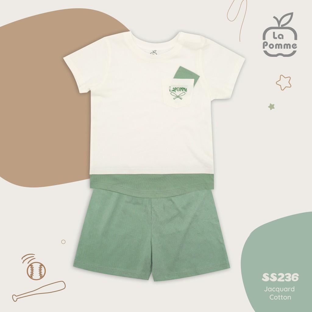 SS236 Bộ cộc tay La Pomme thêu túi Bóng chày cho bé 6 tháng - 5 tuổi