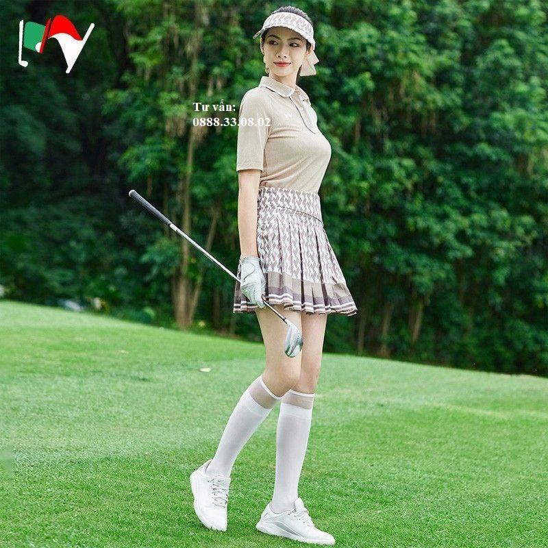 Set Áo váy golf xếp ly kẻ be my golf cực xinh