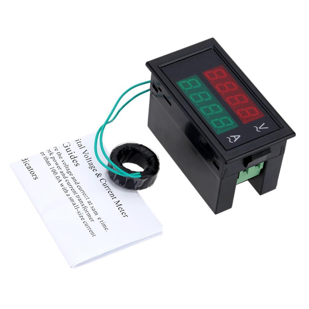Dual LED Digital Voltmeter Ammeter Amp Volt Meter Gauge Tester AC 300V 100A
