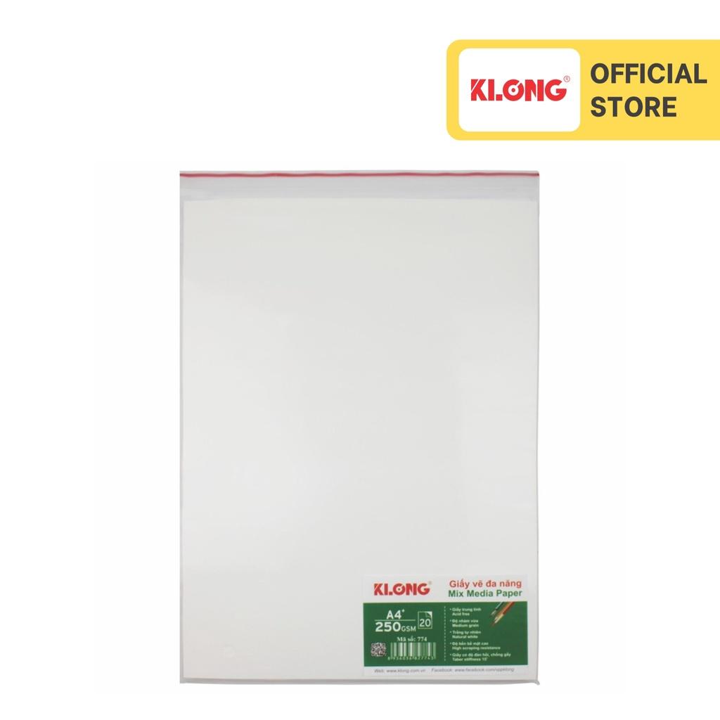 Giấy vẽ đa năng cao cấp KLONG A4+ 20 tờ 250GSM; MS: 774