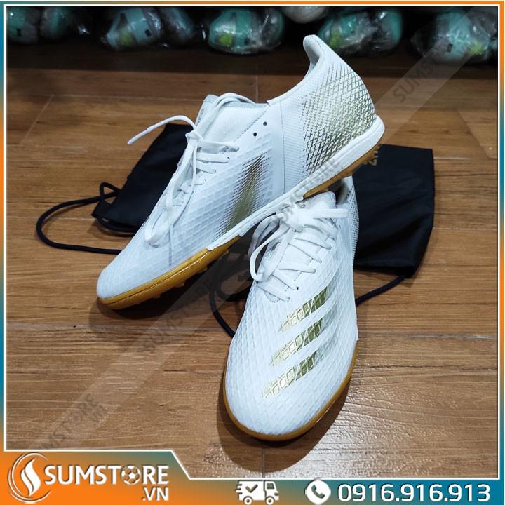 Giày đá bóng cổ thun Xghost Trắng Đồng - Giày đá banh sân cỏ nhân tạo cao cấp
