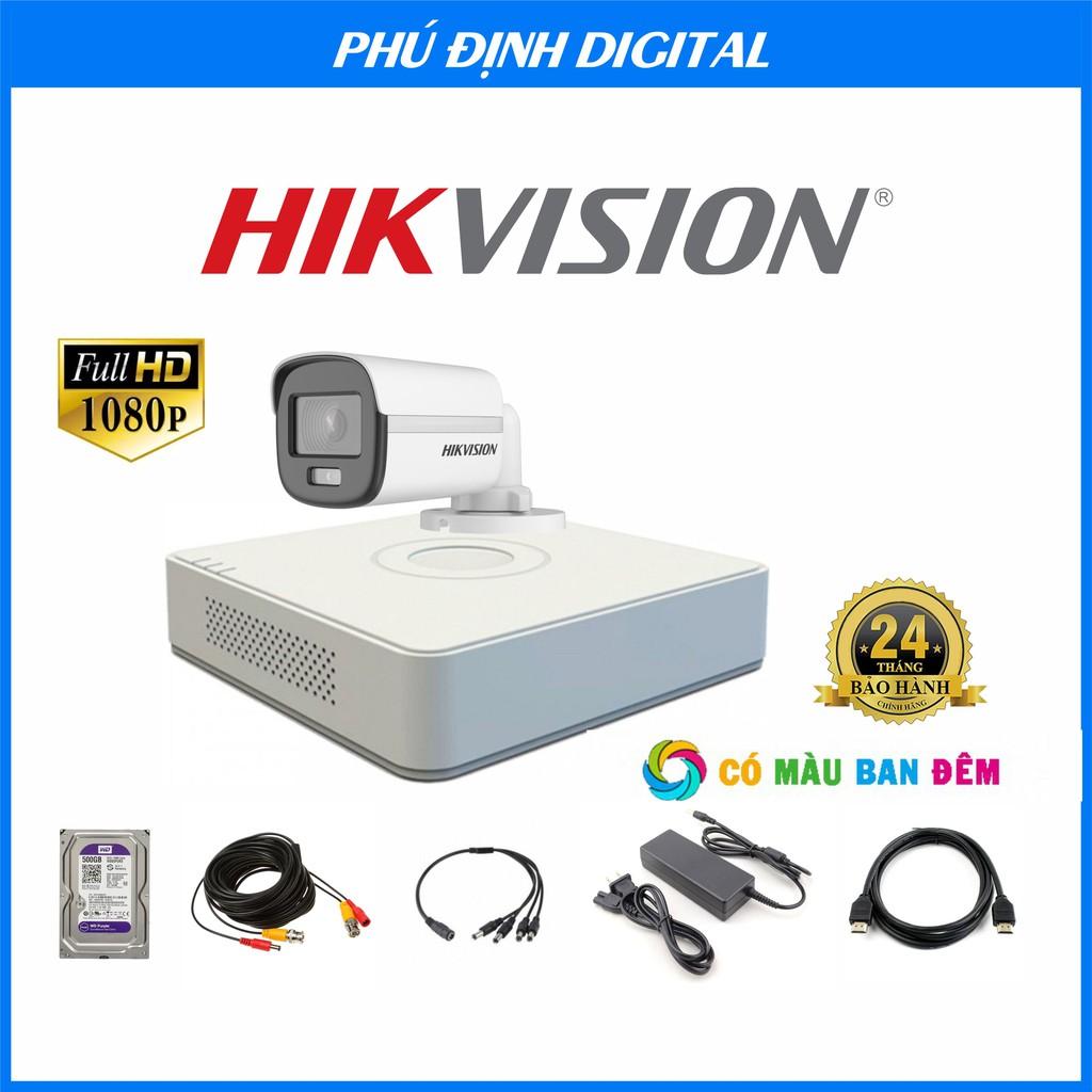 Trọn bộ Camera FULL HD Hikvision có màu ban đêm quan sát rõ nét - Hàng Chính Hãng