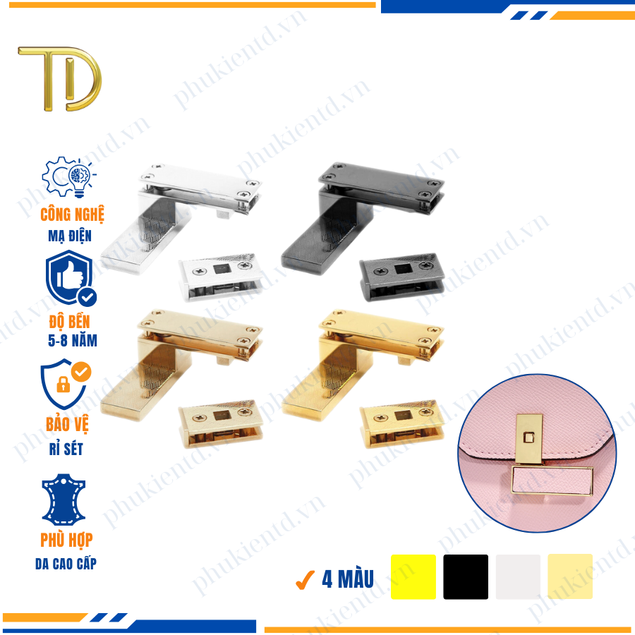 Khóa túi xách, Khóa gài túi xách, khóa cài túi xách cao cấp công nghệ Mạ điệnđộ bền 5-8 năm