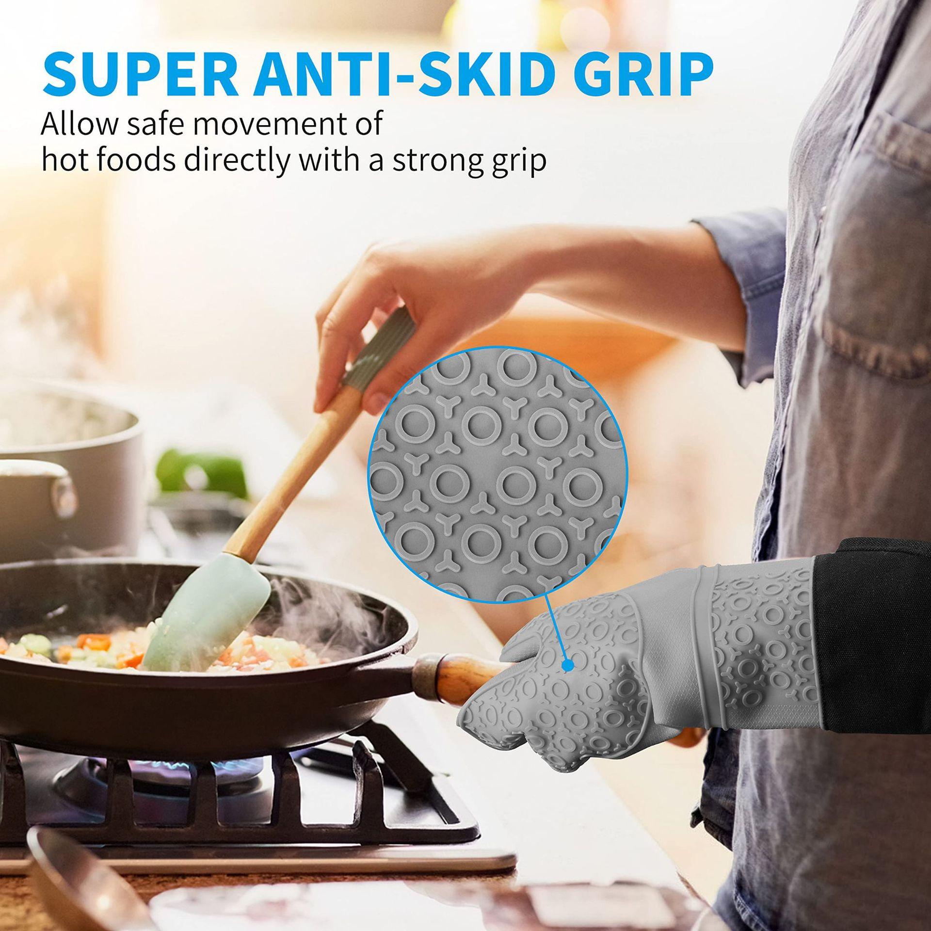 Găng tay lò nướng / chậu Threbe Set-Extra Găng tay nhà bếp dài làm bằng silicon với găng tay mini-snap