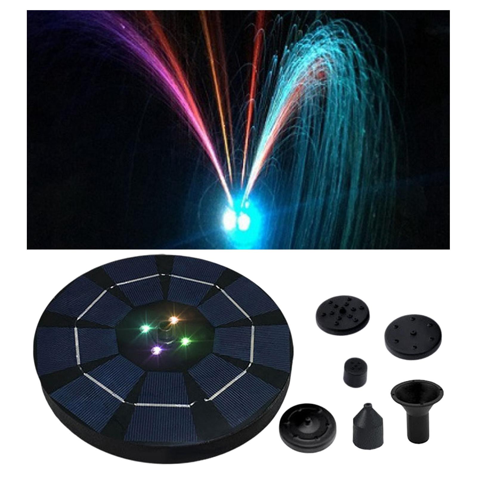 Solar Floating Fountain Pump LED Lights for Garden Pond Patio Lawn 1.4W 3.7V