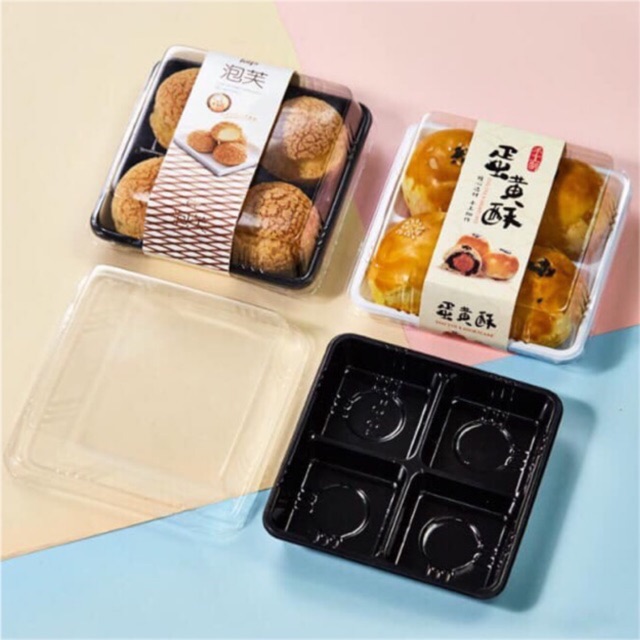 HT134 - Hộp 4 ngăn đựng bánh trung thu mini 75g , mochi