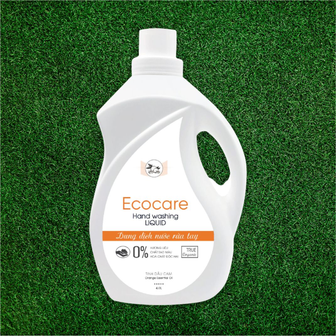 Nước Rửa Tay Bồ Hòn Hữu Cơ ECOCARE - Chai 4000ml - Sạch khuẩn, chăm sóc da tay, tinh dầu thiên nhiên khử mùi - Tặng 2 vỏ chai 250ml - Tinh dầu Nhài