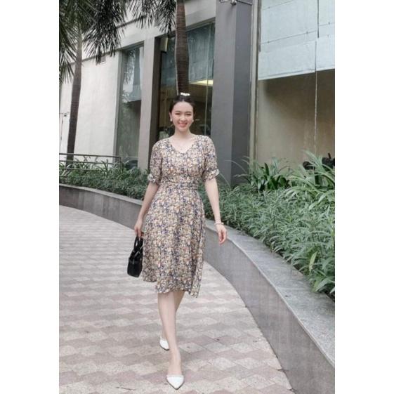 ĐẦM XÒE VOAN HOA CỔ TIM TAY LỠ