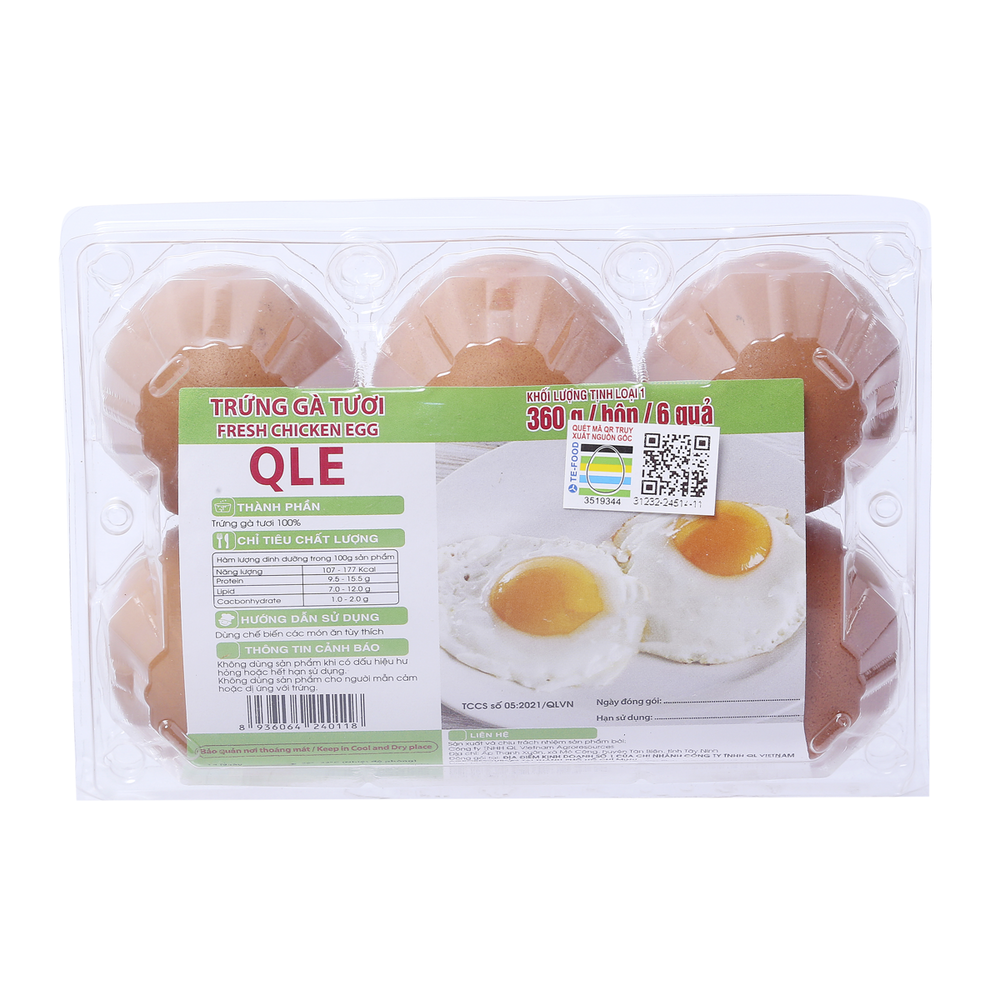 Vỉ 6 Trứng Gà Tươi QL 60G