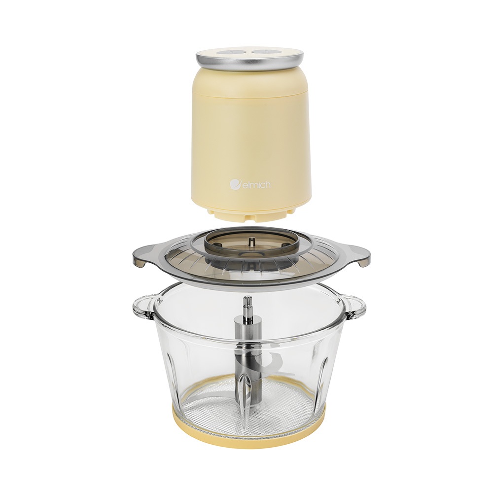 Máy xay thịt Elmich MCE-8584 2L, Hàng chính hãng, lưỡi dao 2 cánh, cối thủy tinh trong suốt -JoyMall