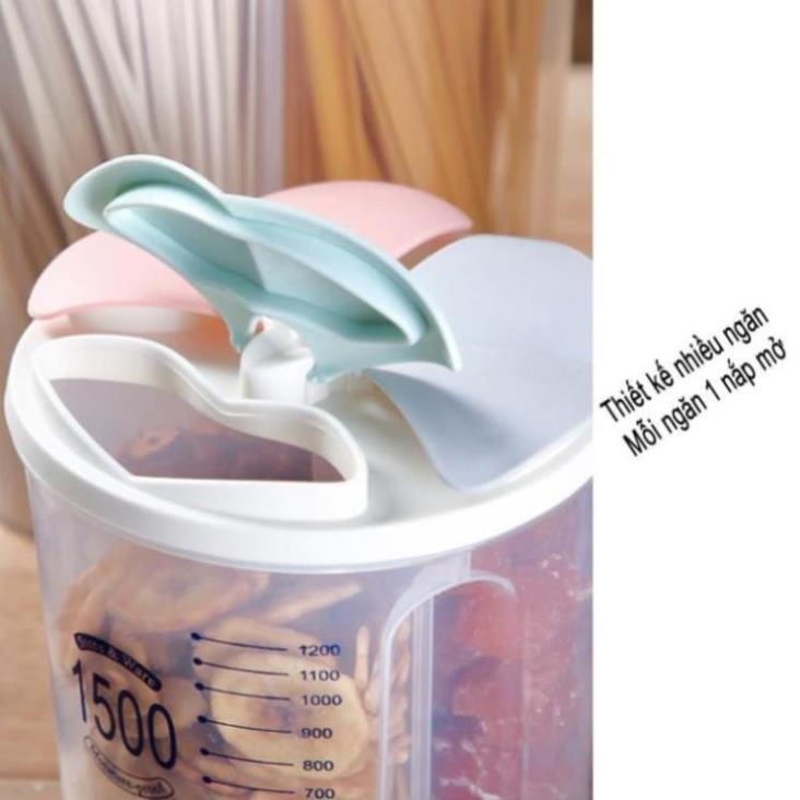 (SIÊU HOT) Hộp Bảo Quản Thực Phẩm, Lọ, Hũ Nhựa Trong Suốt 1500ml/2500 Nhiều Ngăn Đựng Gia Vị,Đồ Khô, Ngũ Cốc