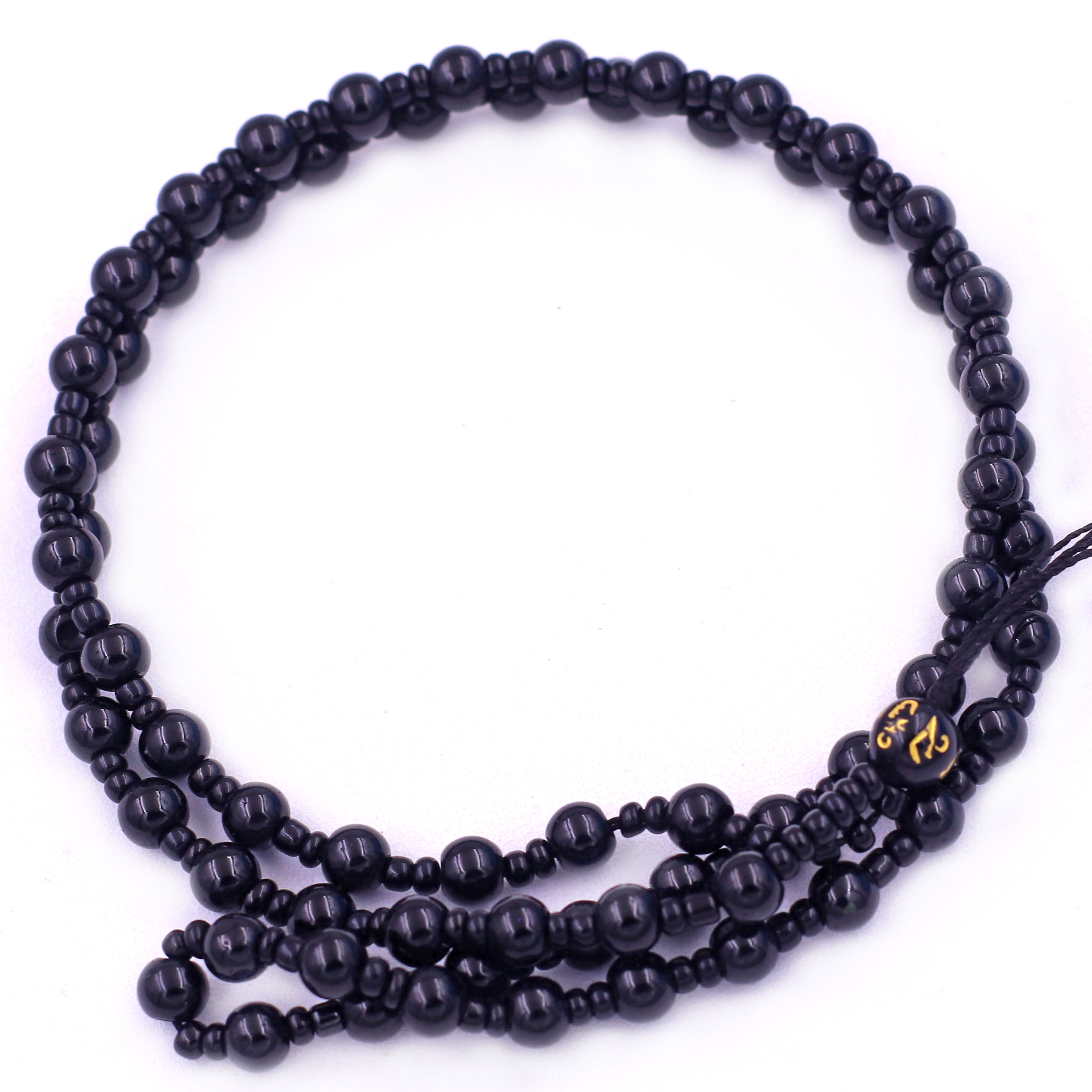 Mặt dây chuyền Phật A di đà đá xanh 2.2 x 3.6cm ( size trung ) kèm vòng cổ hạt chuỗi đá đen + móc inox, Phật bản mệnh