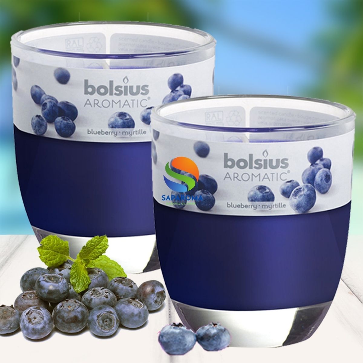 Combo 2 ly nến thơm tinh dầu Bolsius Blueberry 105g - hương việt quất, nến trang trí, thơm phòng, thư giãn, khử mùi