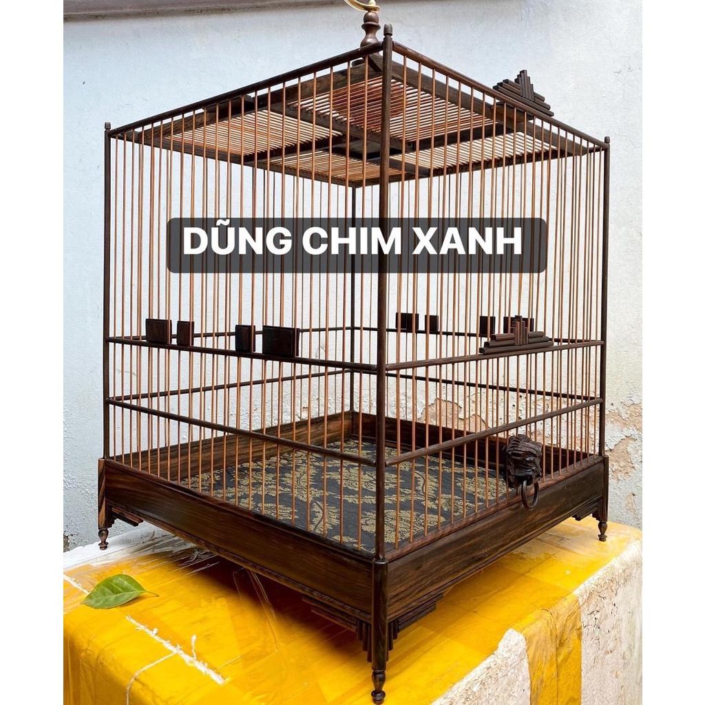 Lồng Chào Mào Gỗ Mun Vân Báng Súng Vuông Đấu + Thái Đấu