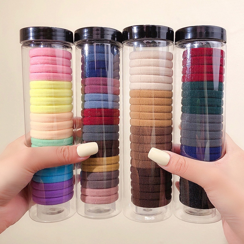 Set 20 Dây Chun Buộc Tóc Siêu Xinh Đựng Trong Hộp Ống Trong Suốt Tiện Lợi - Egreen Dùng 1 Lần