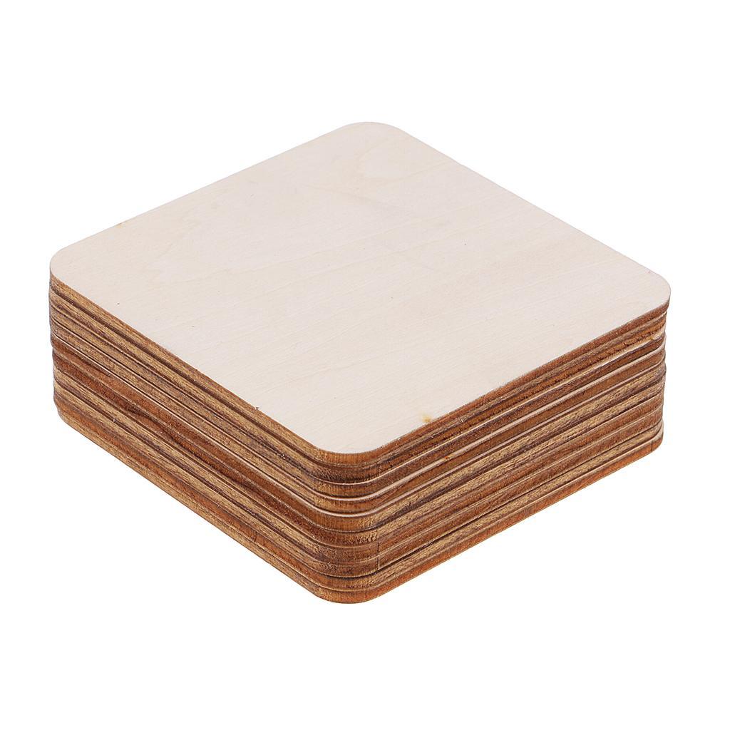 25x Wooden Coaster Plain Wood Craft Blank Square Unfinished Plaque DIY Craft