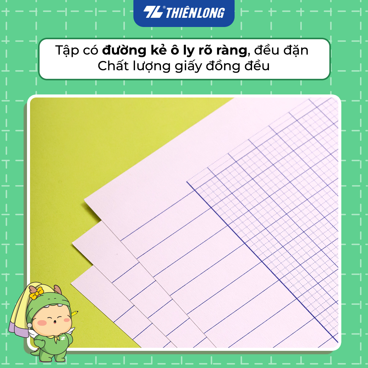 [TẶNG 01 CUỐN] Combo 5 Tập học sinh 96 trang 4 ô ly vuông 2mm 100gsm NB-124 Thiên Long - Mẫu ngẫu nhiên