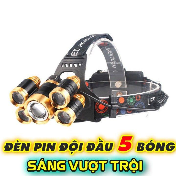 ĐÈN PIN ĐỘI ĐẦU 5 BÓNG SIÊU SÁNG, đèn pin, đen pin, den pin sieu sang