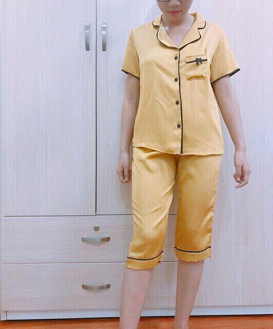 Đồ Bộ Mặc Nhà Pijama Phi Lụa "Quần Lửng - Áo Cộc Cao Cấp