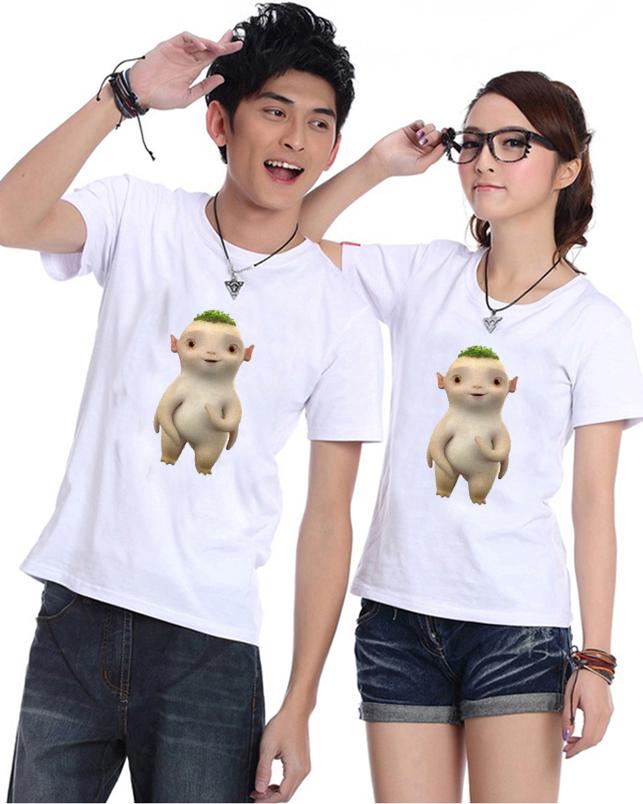Bộ Áo Thun Đôi Nam Nữ Quái Thú Dễ Thương Màu Trắng - XXL - XXL