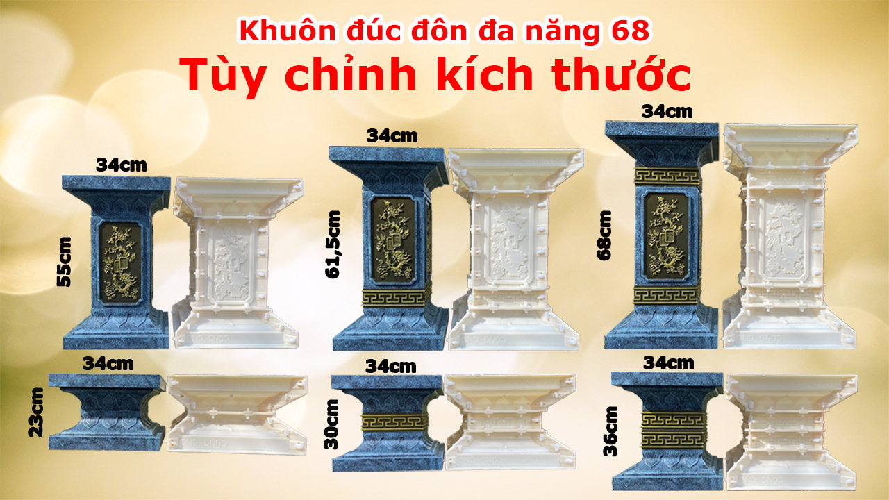 Khuôn đúc chân đôn chậu cảnh đa năng 68 họa tiết rồng hóa hoa