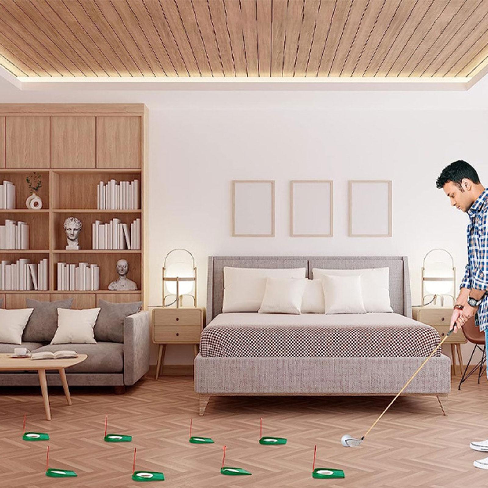 9Pcs Golf Putting Cup and Flag, Golf Practice Cup Supplies Trainer Aid All Direction Putt Training Hole Putt Training Aid for Indoor Golfing