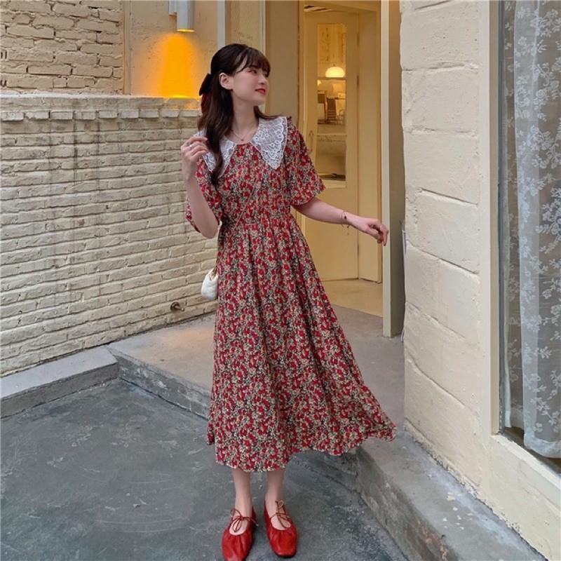 váy hoa cổ ren cho con bú