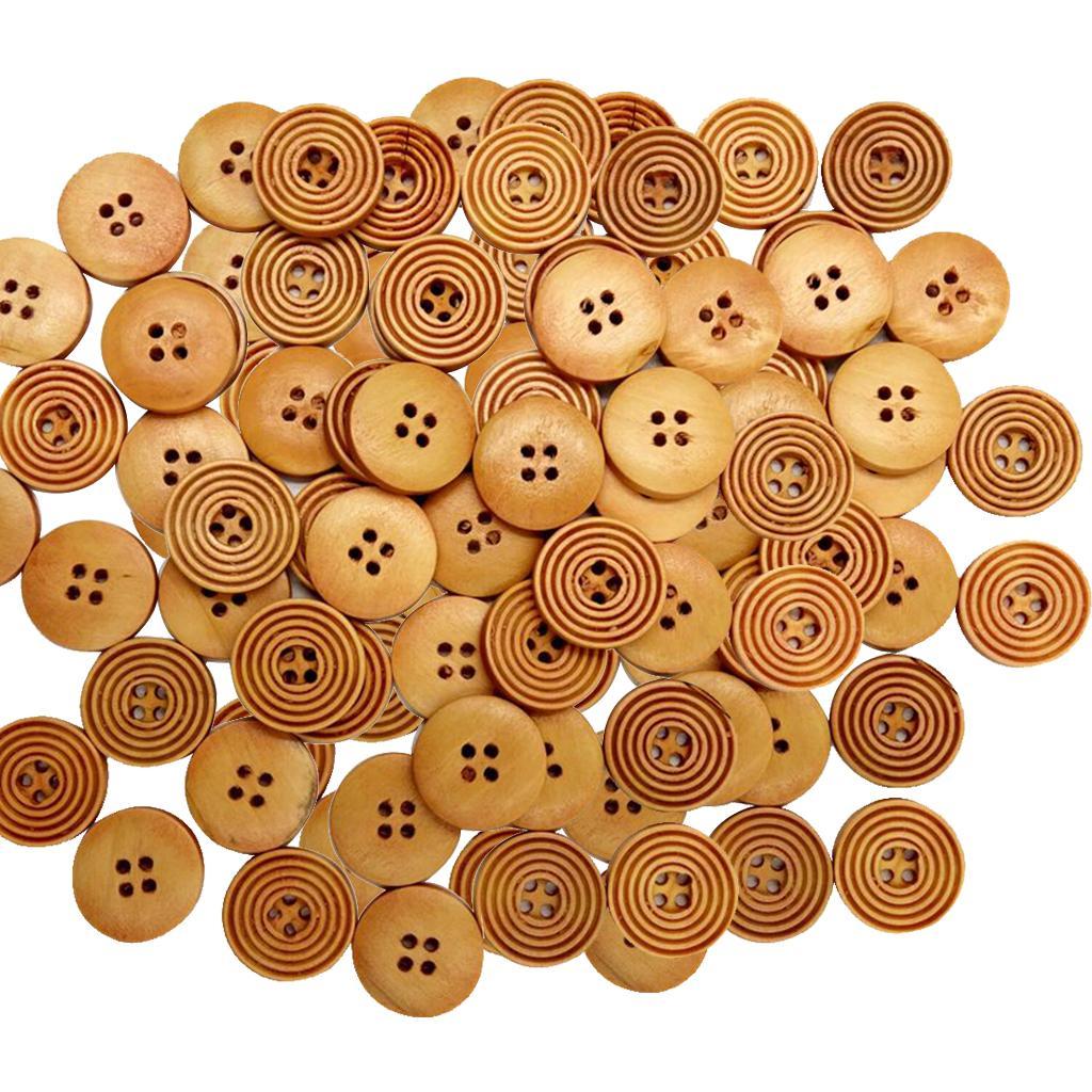 100 Pieces Natural Wood Buttons 20mm Sewing, Embellishments and Other Crafts