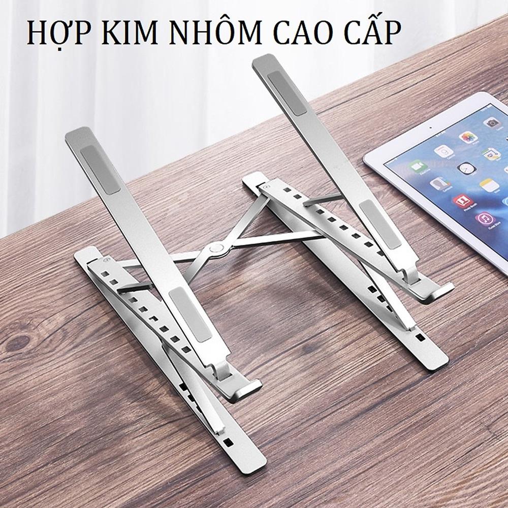 VINETTEAM Giá Đỡ Laptop Nhôm N8 Màu Bạc Thiết Kế Thông Minh 2 Tầng Điều Chỉnh Độ Cao, Gấp Gọn Và Tản Nhiệt Cho Laptop, Surface, Ipad, Macbook Cho Máy Từ 12~17inch - Hàng Chính Hãng