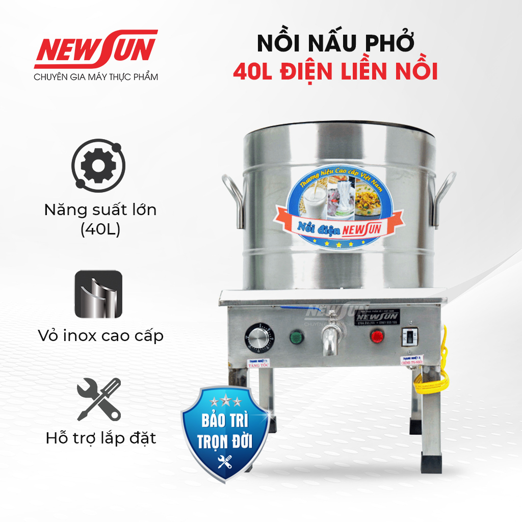 Nồi Nấu Phở Điện Liền Nồi NEWSUN 40L - Hàng Chính Hãng