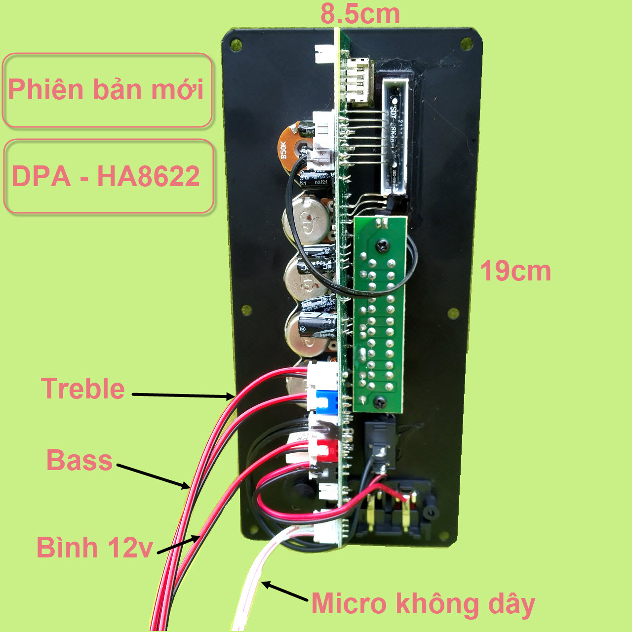 Mạch loa kéo HA8622 DPA IC CS8623E 40W – 80W phiên bản mới – Bluetooth Karaoke– cho loa kéo 3 tấc đơn hoặc 2.5 tấc đơn hoặc 2 tấc đôi