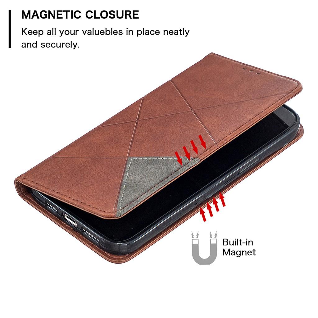Bao Da Họa Tiết Hình Thoi Có Ngăn Đựng Thẻ Cho Iphone 12 Pro Max Iphone 12 Mini Iphone 11 Pro Max Se 2020