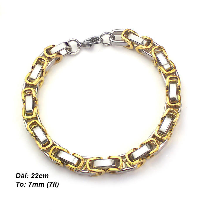 Lắc tay nam kiểu ziczac 7li MVT047M Không đen không gỉ sét