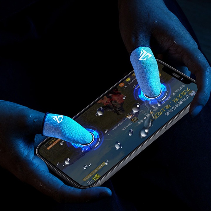 Găng tay chơi game cho ff siêu nhạy Sợi Thủy Tinh Nano Bạc Bao tay Mobile cảm ứng chống mồ hôi chống trượt - Bộ 2 ngón Tặng Box nắp trượt