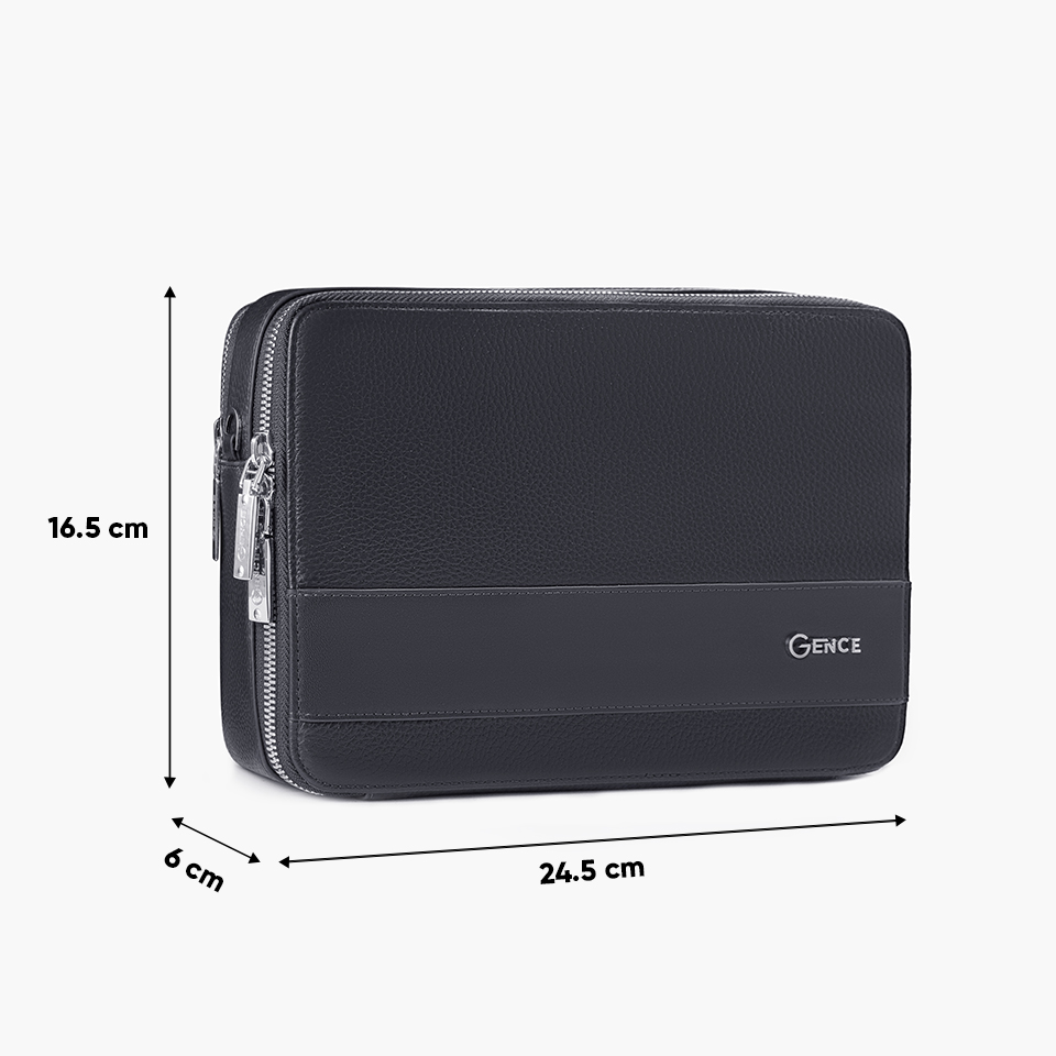 Túi Nam Đeo Chéo Cầm Tay GENCE TC05 Chất Liệu Da Bò Cao Cấp Màu Đen