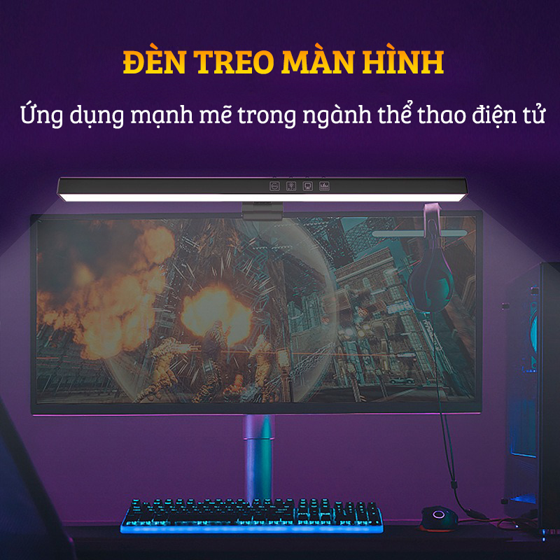 Đèn Bàn Học Kẹp Kệ Sách, Kẹp Màn Hình Máy Tính FEIDASH TB 301SG - Đèn nền RGB cao cấp - Có thể điều chỉnh ánh sáng và màu sắc - Chống lóa, không nhấp nháy - Tiết kiệm không gian, sử dụng tại nhà, văn phòng - Cáp nguồn USB sử dụng mọi nơi - Hàng chính hãng