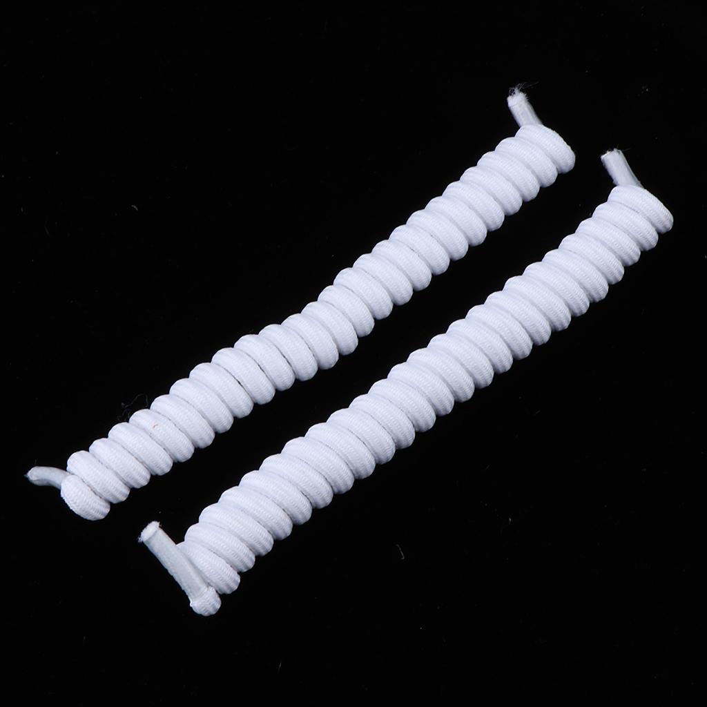 2xElastic No Tie Shoe Laces Curly Shoelaces for Adult & Kids Trainers White