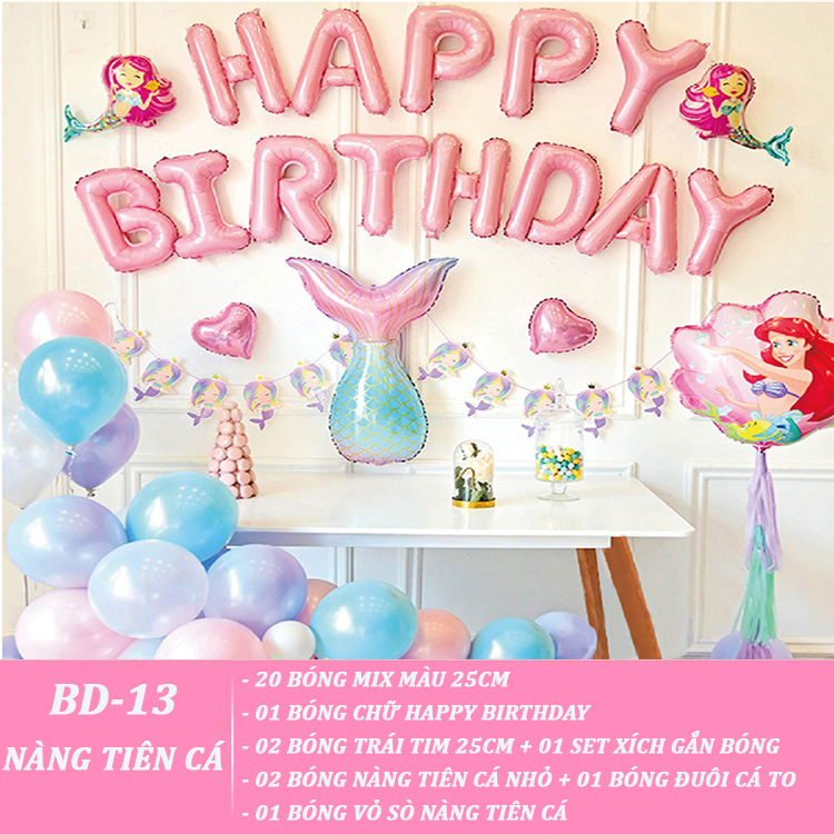 Combo trang trí sinh nhật cho bé gái chủ đề Bạch Tuyết, Nàng tiên cá, Hello Kitty, Elsa, Peppa Pig, Đôremon… (18 mẫu) - Tặng kèm bơm chuyên dụng