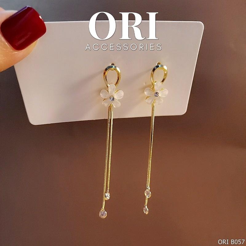 Khuyên tai bông hoa đính đá dáng dài Jocasta sang trọng ORI ACCESSORIES B057