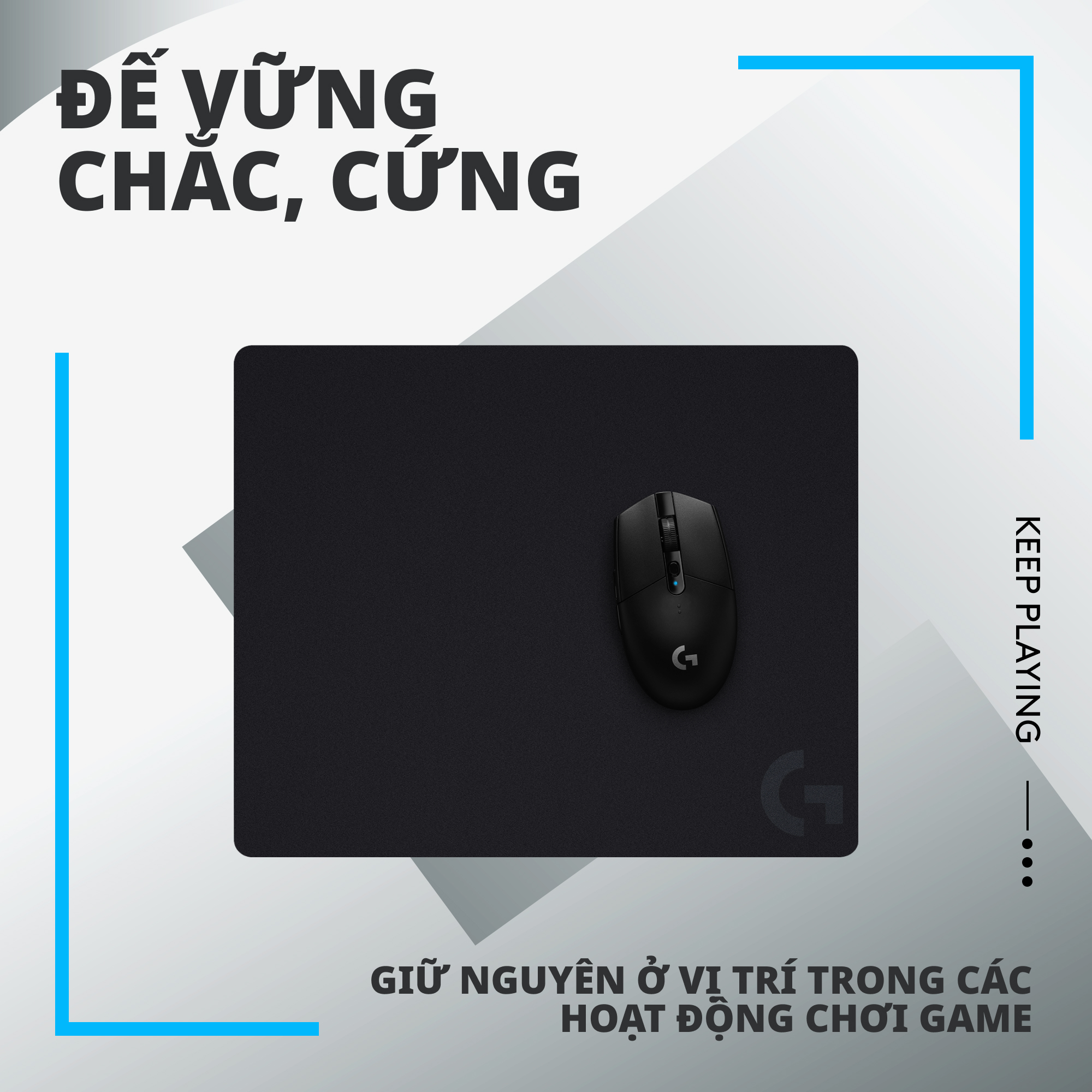 Bàn di chuột game Logitech G440 (Size M) tấm lót chuột chơi game bằng vải, tối ưu cho chơi game, ma sát, chống trượt kích thước 340 x 280 x 5 mm (dài x rộng x dày) - Hàng Chính Hãng